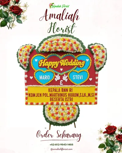 Karangan Papan Bunga Pernikahan di Tumbu